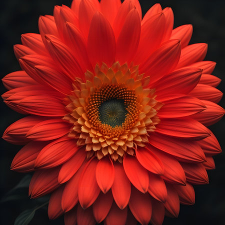 Beautiful red gerbera flower on dark background, close upの素材