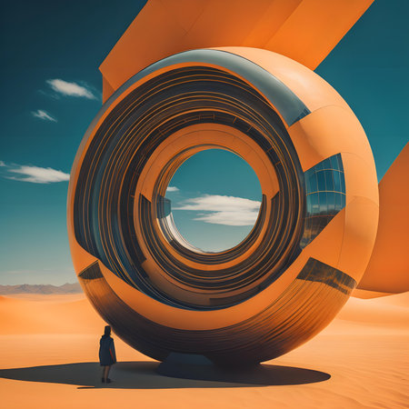 Businessman standing in the middle of the desert. 3d renderingの素材