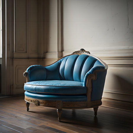 Luxury blue armchair in classic interior. 3d renderの素材