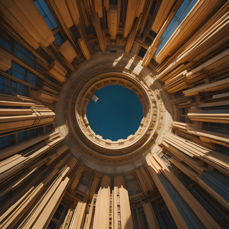 3d render of an old building with blue sky in the backgroundの素材