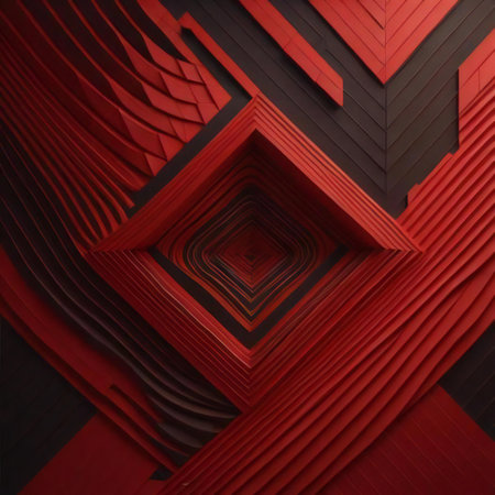 Abstract red and black geometric background. 3d rendering, 3d illustration.の素材