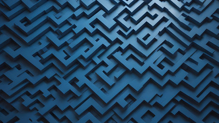Abstract blue background with maze pattern. 3d rendering, 3d illustration.の素材