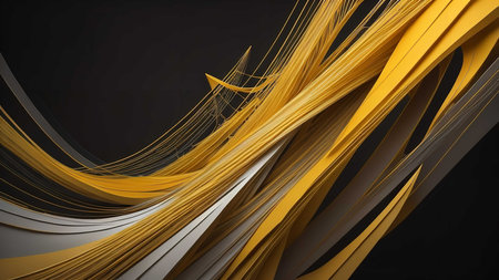 abstract background with waves in black and yellow colors, generative aiの素材