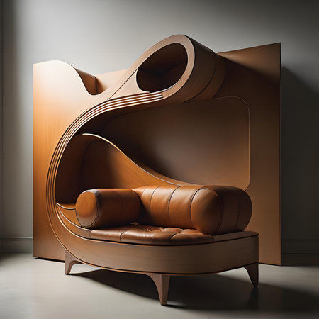 Modern design living room interior with brown leather sofa. generative aiの素材