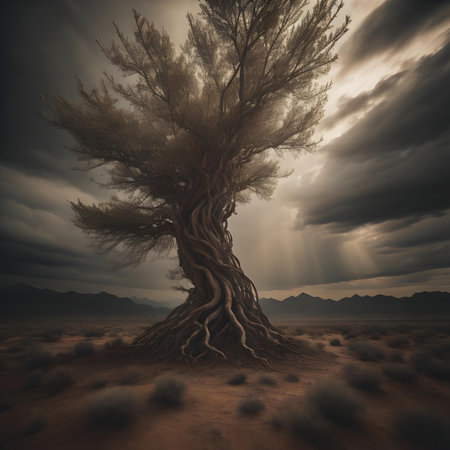 Tree in the desert. generative aiの素材