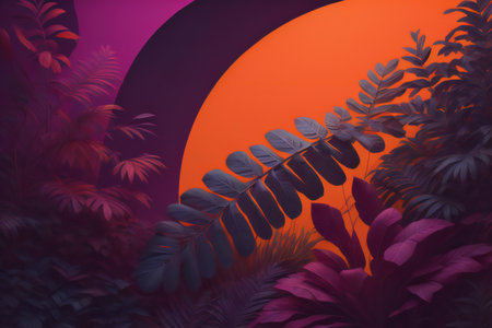 Tropical leaves background. Minimal jungle concept. generative aiの素材