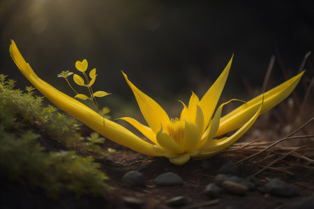 Beautiful yellow flower in the garden. Soft focus and shallow DOF. generative aiの素材