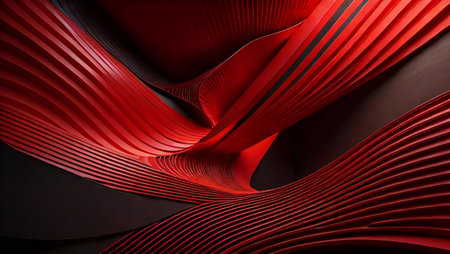 abstract wavy surface made of red and black elements. generative aiの素材