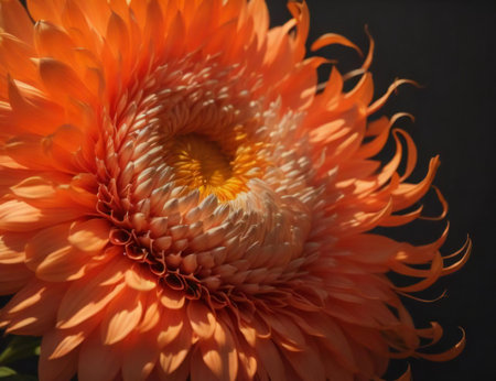 Beautiful orange gerbera flower close-up on a black background. generative aiの素材