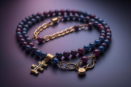 Bracelet with a rosary on a dark background. generative aiの素材