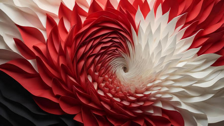 Abstract spiral background made of paper flowers. generative aiの素材