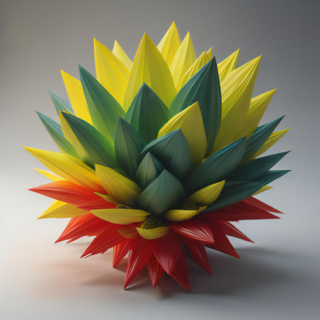 multicolored flower on a gray background. generative aiの素材