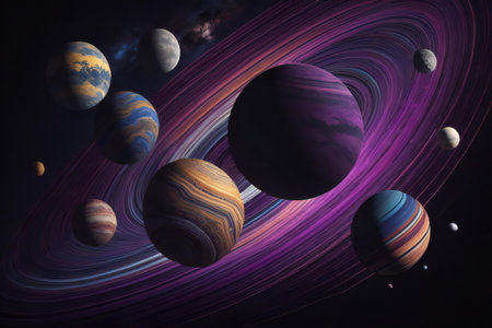 Planets in space with stars and galaxies. generative aiの素材