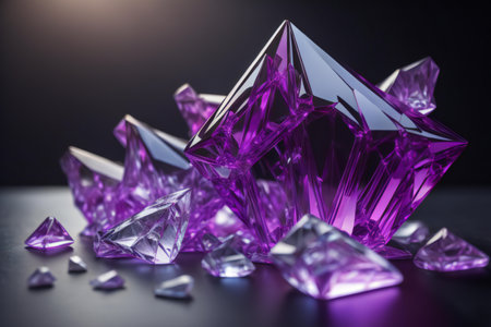Purple crystal on a black background. generative aiの素材
