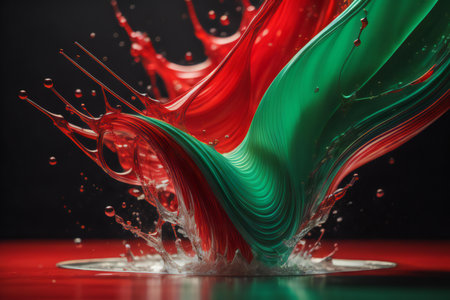 Colorful paint splashes isolated on black background. generative aiの素材