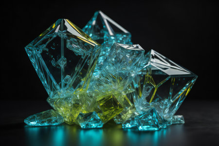 crystal glass on black background, close up, low angle view. ai generatedの素材