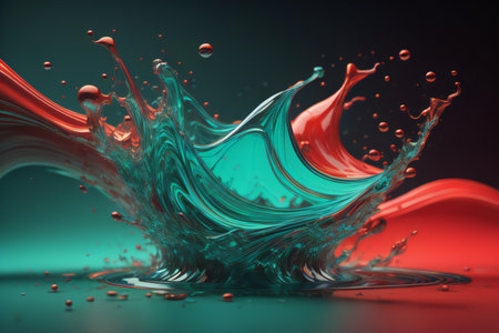 abstract background, liquid splash, red and blue. ai generatedの素材