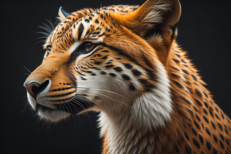 Portrait of a tiger on a black background. Studio shot. ai generatedの素材