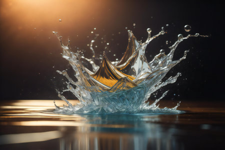 Splash of water in the form of a ship. ai generatedの素材