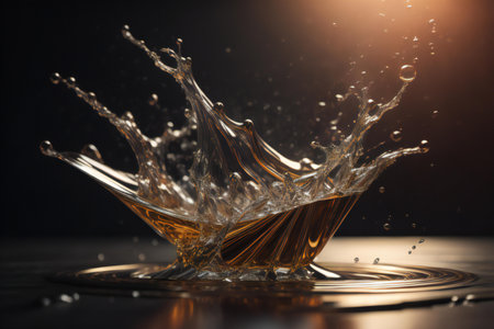 Falling drops of water. Splash effect after collision a falling drops with water Surface. ai generatedの素材