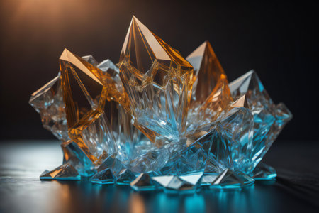 Close-up view of a crystal object on a black background. ai generatedの素材
