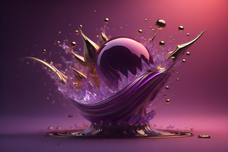 abstract background with water drops, crystal ball and crown. ai generatedの素材