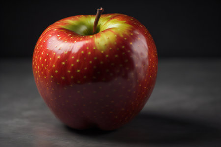 Red apple on a dark background. Shallow depth of field. ai generatedの素材