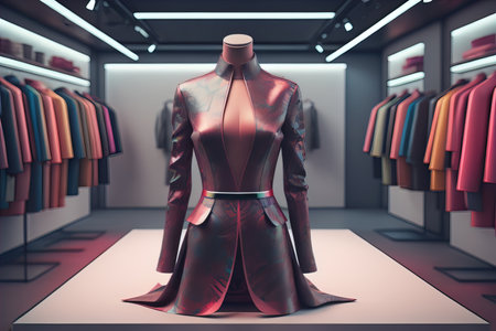 Fashion designer mannequin in clothing store. 3D renderingの素材