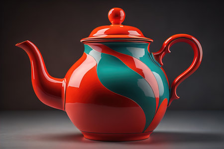 A ceramic teapot on a colid color background. ai generativeの素材