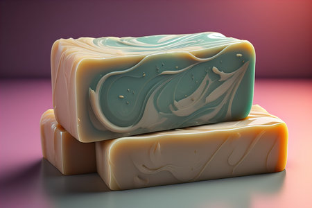 Soap bars on a colored background. ai generativeの素材