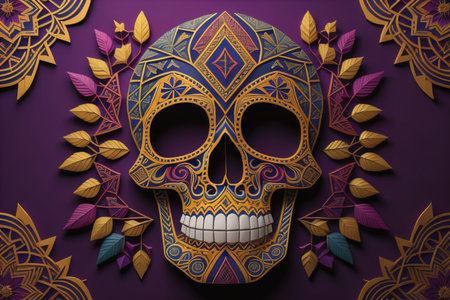 Day of the Dead sugar skull. Mexican sugar skull. ai generativeの素材