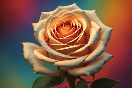 close up of beautiful rose flower on colorful background. ai generativeの素材