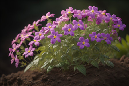 Purple flowers in the garden. Nature background. Toned.の素材