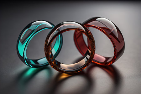 Wedding rings on a dark background. 3D illustration.の素材