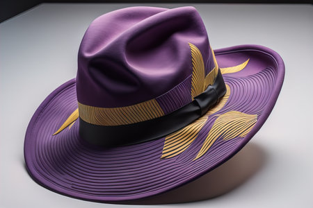 Fashionable hat on a solid color background. ai generativeの素材