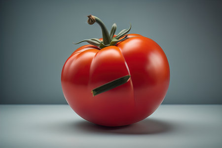 Fresh tomatoe on a wooden background. ai generativeの素材