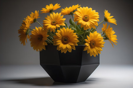 Flowers in a pot on a solid color background. ai generativeの素材