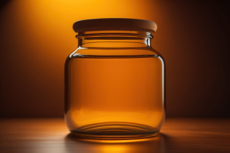 Jar of honey with solid colour background. ai generativeの素材