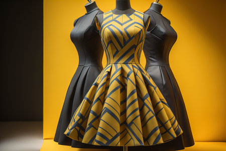 Women's dress on a mannequin in a fashion store. ai generativeの素材
