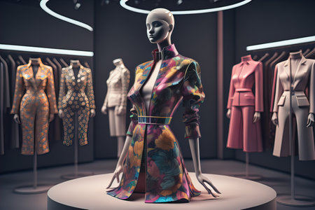 Futuristic fashion mannequin in the store. ai generativeの素材