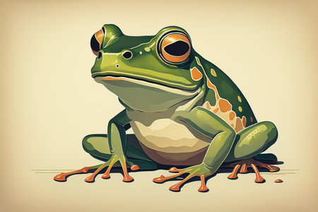 Frog on a green background. Vector illustration of a frog. ai generativeの素材