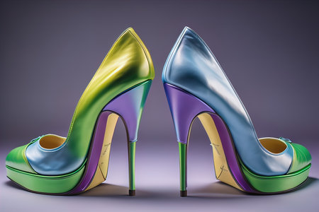 High heel women shoes on a solid colour background. ai generativeの素材