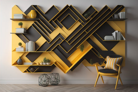 Bookshelf in scandinavian interior. ai generativeの素材