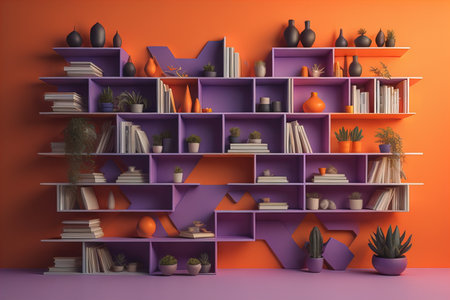 Bookshelf in scandinavian interior. ai generativeの素材