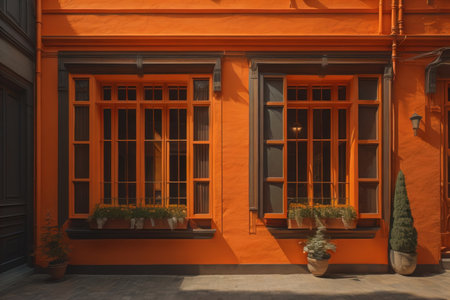 Colorful windows of a typical house in the city, ai generativeの素材