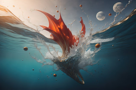 a colorful water splash on a gradient background. ai generativeの素材
