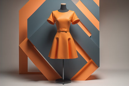 Women's dress on a mannequin in a fashion store. ai generativeの素材