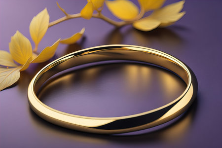 Wedding ring on a solid color background. Jewelry. ai generativeの素材
