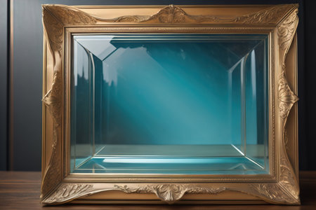 Glass picture frame on a solid color background. ai generativeの素材