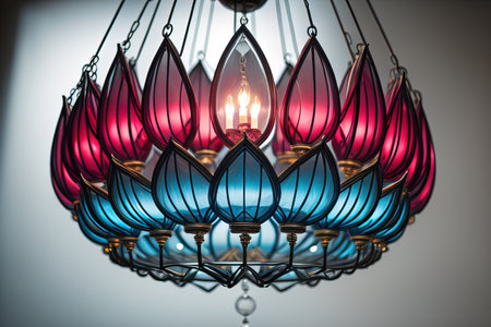 Luxury chandelier isolated on dark background. ai generativeの素材